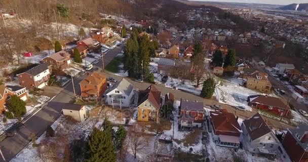 Aerial Winter View Rust Belt Quartiere residenziale — Video Stock