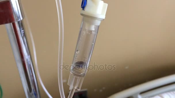 Closeup Shot of Patient IV Drip in Hospital — Stock Video