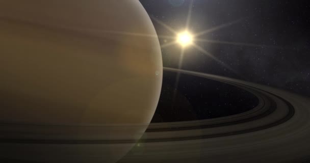 Lento Zoom para Saturno e Anéis no Espaço — Vídeo de Stock