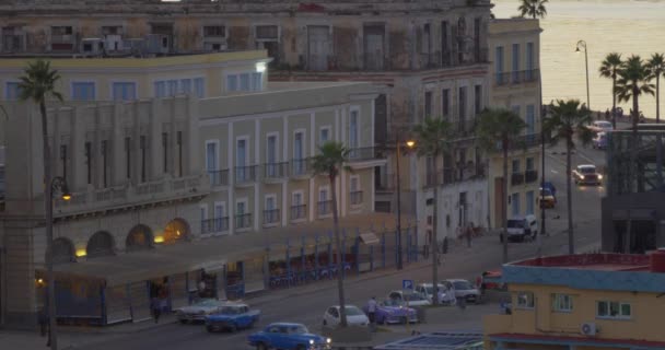 Stationaire High Angle tot oprichting van schot van Havana Cuba in de schemering — Stockvideo