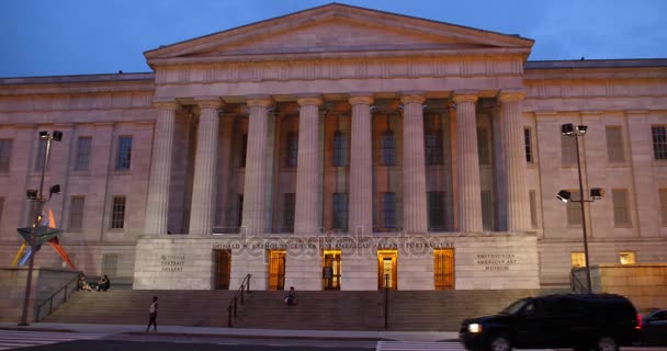 Noche establecer tiro de Smithsonian American Art Museum — Vídeo de stock