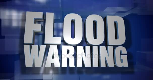Dynamische Flood Warning nieuws overgang en titelpagina achtergrond plaat — Stockvideo