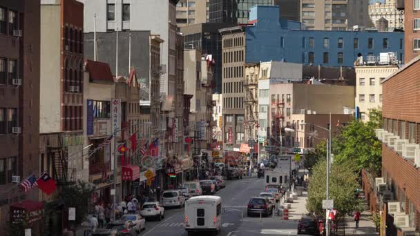 Overdag High Angle tot de oprichting van schot van Manhattan's Chinatown — Stockvideo