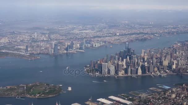 マンハッタン島の空中の確立ショット — ストック動画
