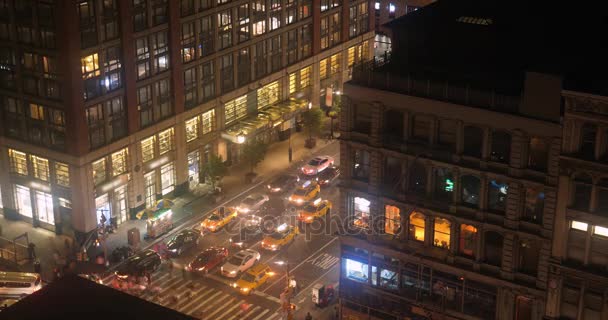 High Angle Night Timelapse View of Manhattan Traffic Stock Video