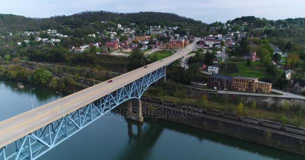 Forward Aerial Establishing Shot of Brownsville PA — Stock Video