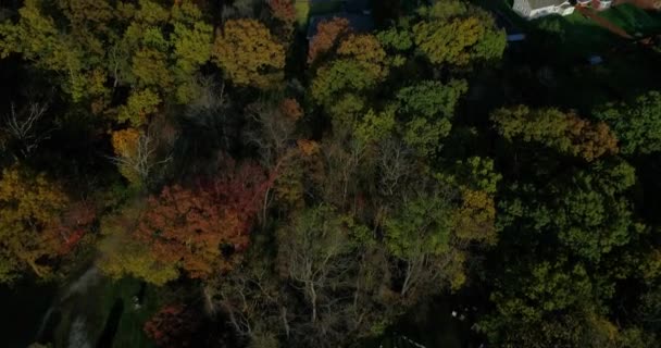 Kippen Luftüberführung typischen Wimpel Nachbarschaft im Herbst — Stockvideo
