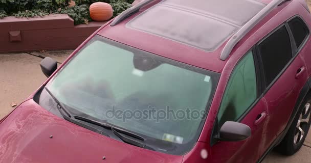 Manhã Timelapse Vista do carro Descongelar — Vídeo de Stock