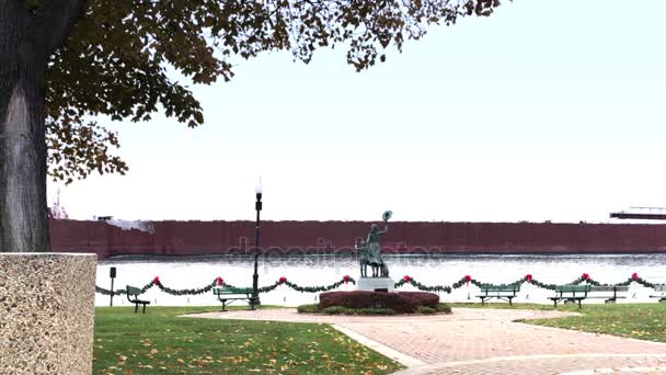 9625 Nákladní Člun Jezdí Řece Clair Mezi Michigan Spojené Státy — Stock video