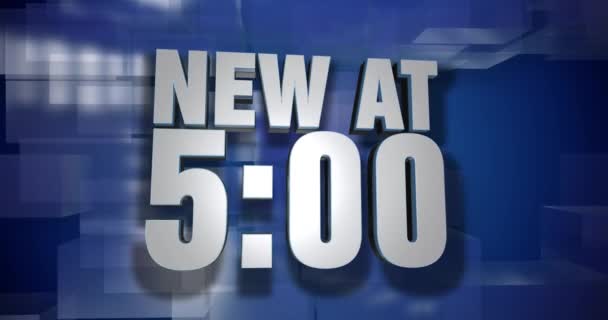 Dynamic New at 5:00 News Transition and Title Page Background Plate — Stock Video