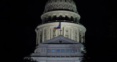 Texas devlet Capitol kubbe closeup gece görünümü