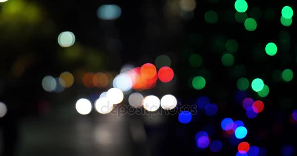 Christmas Lights and Traffic Bokeh at Night — Stock Video