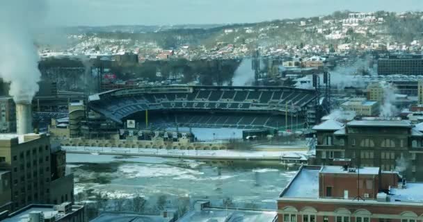 Tag Zeitraffer-Ansicht Winter Gründung Schuss von pnc Park — Stockvideo