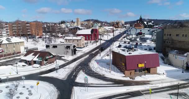 Rising antenowe, ustanawiający strzał z dzielnicy biznesowej Rochester — Wideo stockowe