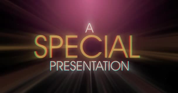 Retro Särskild Presentation Titelsidan Bakgrund Plattan Animation Nödställda Filmen Ser — Stockvideo