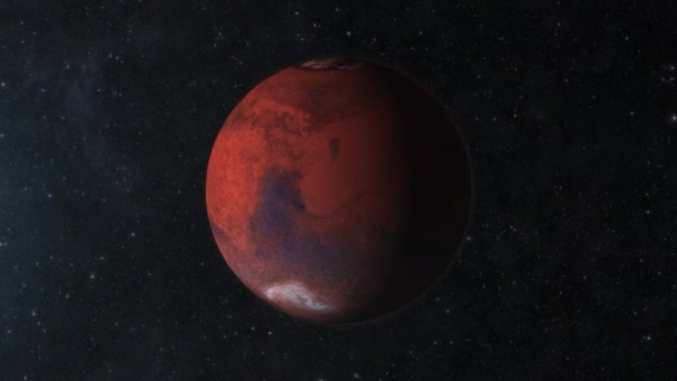 Přiblížení na Mars rudá planeta ve vesmíru — Stock video