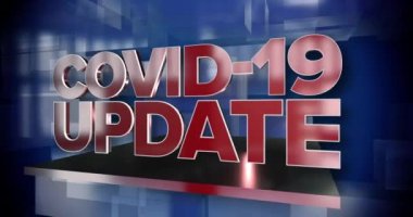 Kırmızı ve mavi dinamik 3D COVID-19 Güncelleme başlık sayfası canlandırması.  