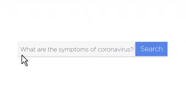 Графическое Окно Поиска Интернете Задающее Вопрос Каковы Симптомы Коронавируса Опциональным — стоковое видео
