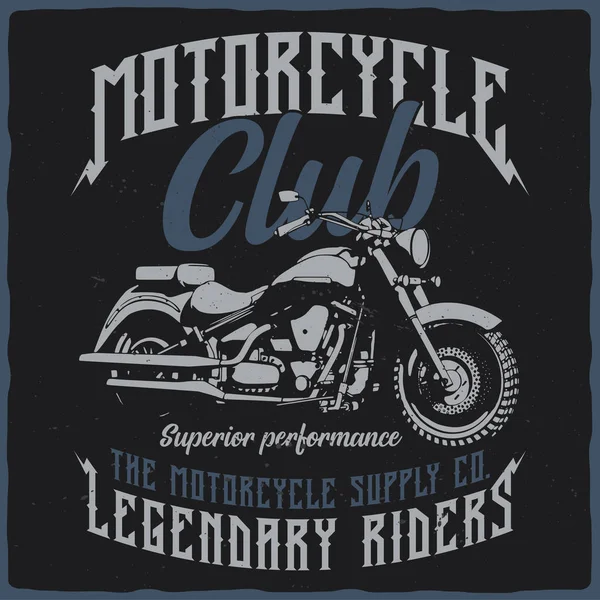 Design trička nebo plakátu s ilustrací izolované motocyklu. — Stockový vektor