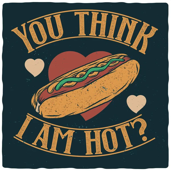 T-shirt o poster con illustrazione di hot dog isolati . — Vettoriale Stock