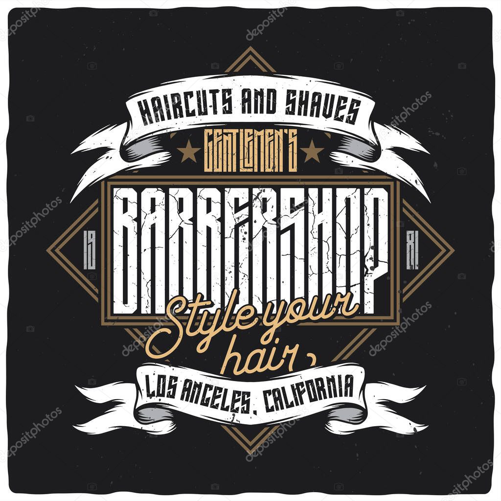 Vintage label design with lettering composition on dark background. T-shirt design.