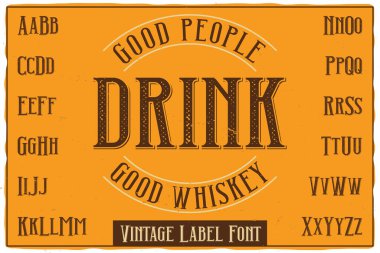 Two Shots adında eski bir etiket yazı tipi. Tasarımınız için büyük harfli ve küçük harfli güçlü yazı karakteri ve rakamlar. Posterler, tişörtler, logolar, etiketler vs..