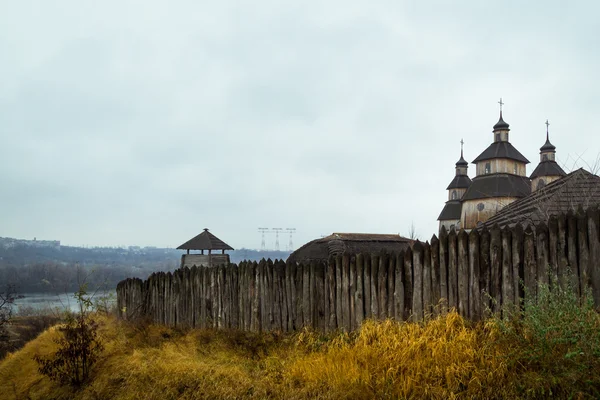 Versterkte stockade afwikkeling van Zaporizhzhya guard leger troepen 1 Rechtenvrije Stockafbeeldingen