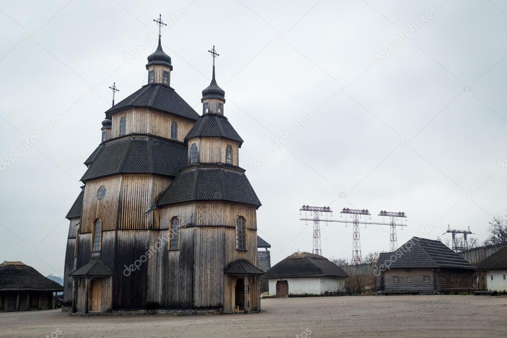 Wooden Church in fortified settlement of Ukrainian Cossacks 16-1