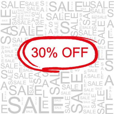 Satılık Word bulut, iş kavramı kapalı % 30