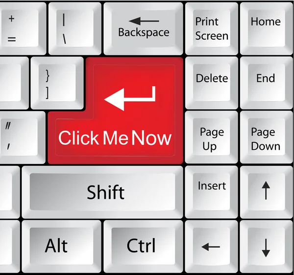 Computer Keyboard with Click Me Now - Internet Concept — Stock Vector