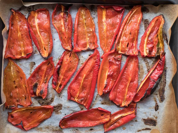 Baked red peppers top view — Stock Photo, Image