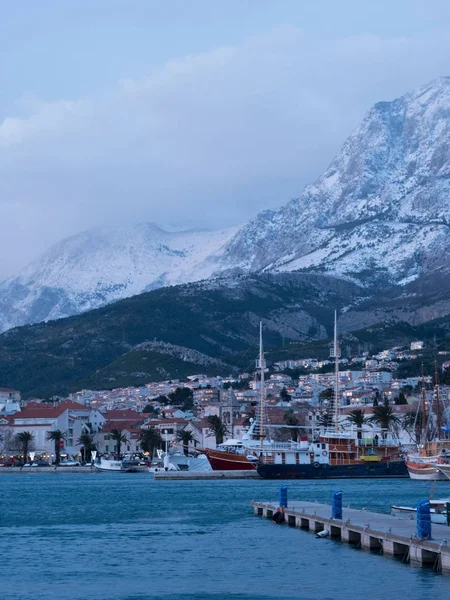 Town of Makarska at winter time — Stock Photo, Image