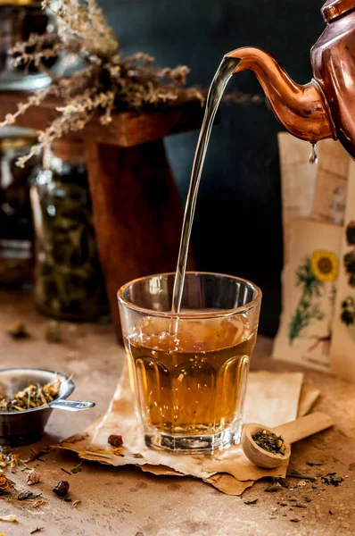 Pouring Herbal Tea — Stock Photo, Image