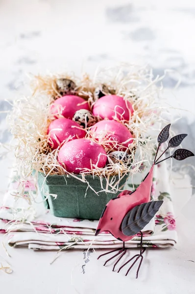 Pink Dyed Easter Eggs — Stock Photo, Image