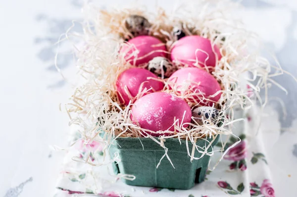 Pink Dyed Easter Eggs — Stock Photo, Image