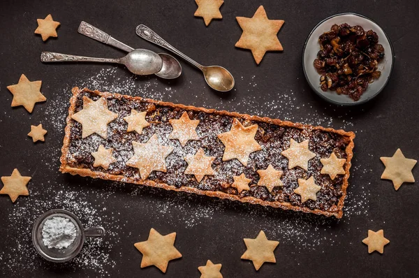 British Christmas Mincemeat Tart, Shortcrust Pastry with Fruit Mince