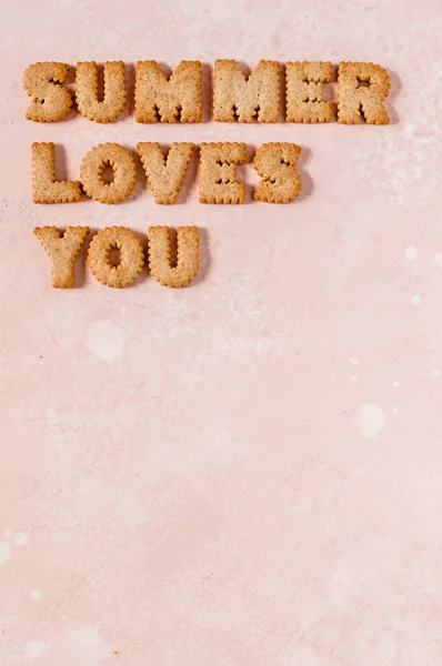 Crackers Uspořádaný Jako Fráze Summer Loves You Kopírovat Prostor Pro — Stock fotografie
