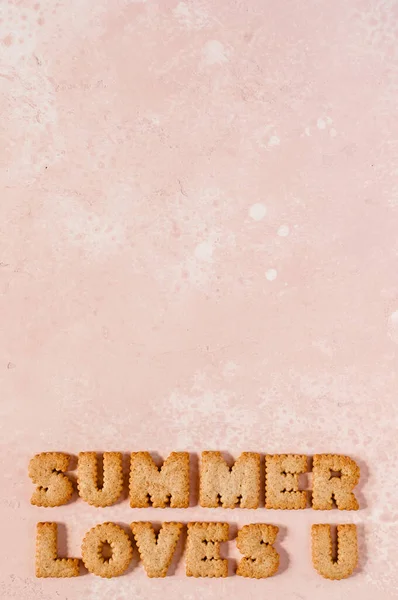 Crackers Arrangiert Als Phrase Summer Loves Kopieren Sie Platz Für — Stockfoto