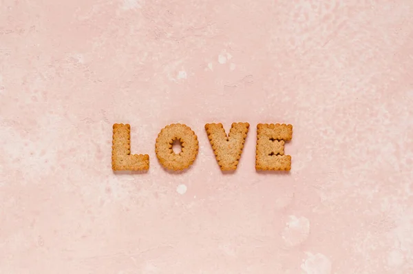 Crackers Által Szervezett Word Love Másolja Helyet Szöveg — Stock Fotó