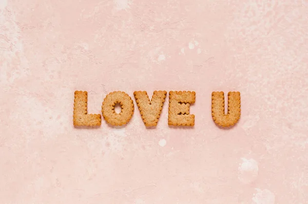 Crackers Disposé Comme Une Phrase Love Espace Copie Pour Votre — Photo