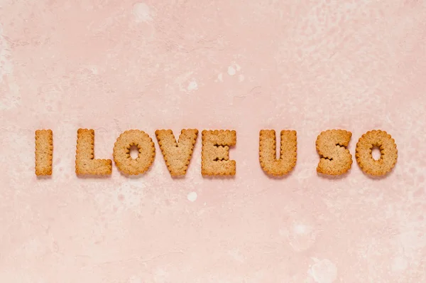 Crackers Arranged Frase Love You Αντιγράψτε Χώρο Για Κείμενό Σας — Φωτογραφία Αρχείου