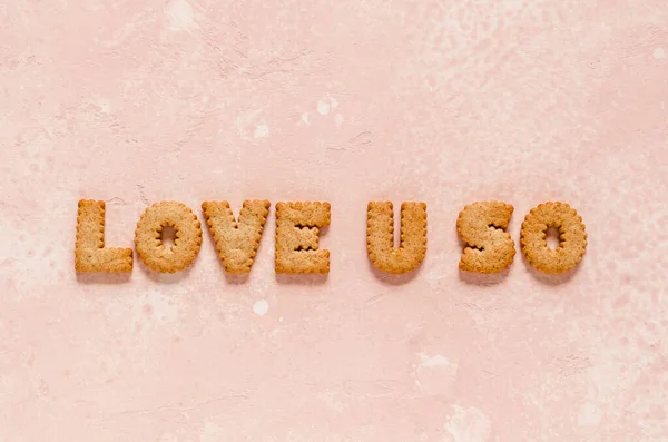 Crackers Arranged Frase Love You Έτσι Αντιγράψτε Χώρο Για Κείμενό — Φωτογραφία Αρχείου