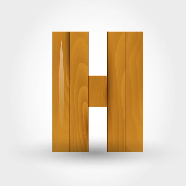 Letra de madera H — Vector de stock