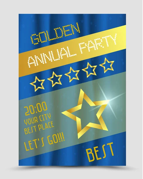 Cartaz de festa anual, conceito de ouro —  Vetores de Stock