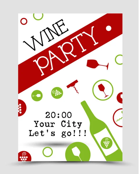 Cartaz de festa de vinho tinto —  Vetores de Stock