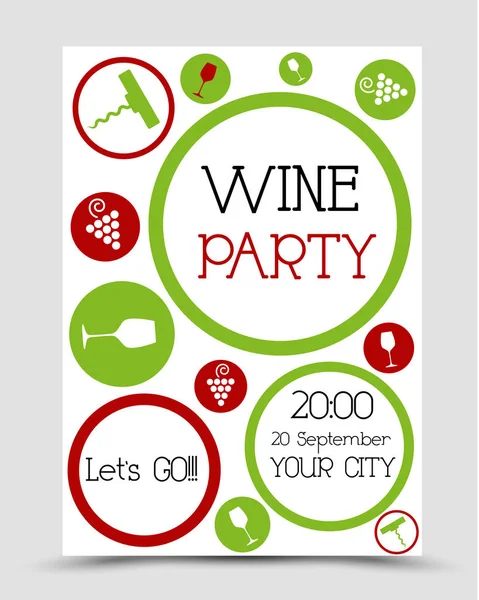 Cartel de fiesta de vino con icono de anillo — Vector de stock