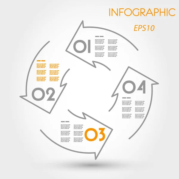 Quatro setas infográficas lineares em círculo — Vetor de Stock