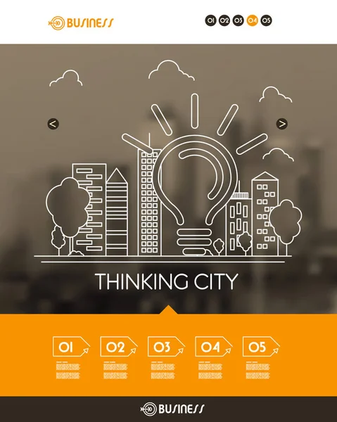 Orange website template with city — Stock Vector