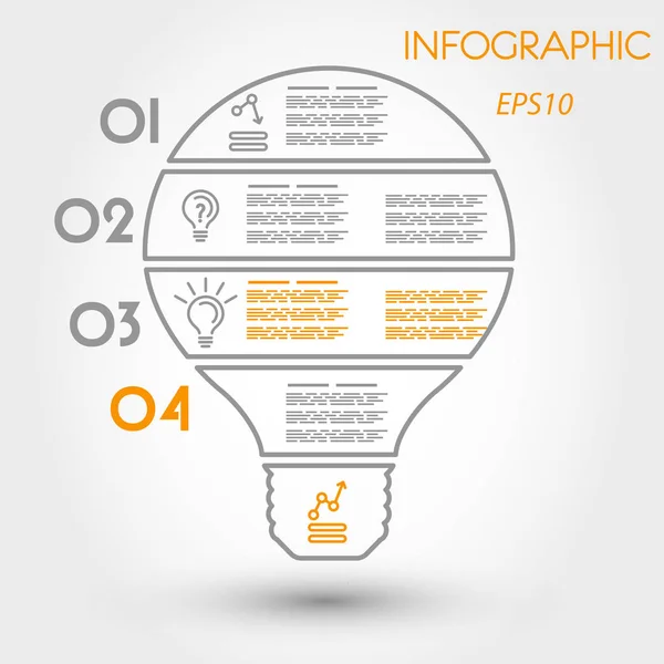 Büyük anahat Infographic ampul — Stok Vektör