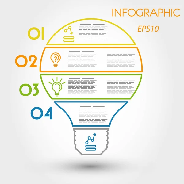 Grote kleurrijke overzicht infographic lamp — Stockvector